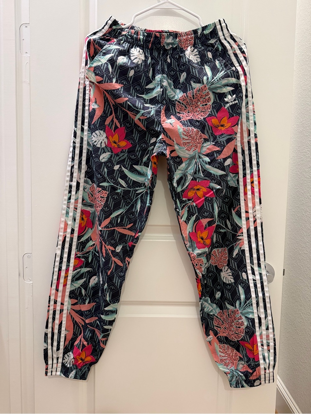 Adidas Original Floral Joggers with Pink & Green Accents